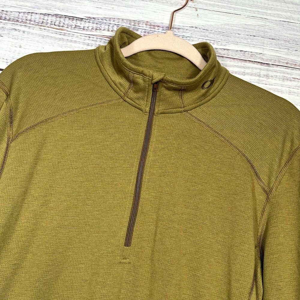 Outdoor Research Men’s M Green 1/4 Zip Mock Neck Pullover Raglan Wool Blend